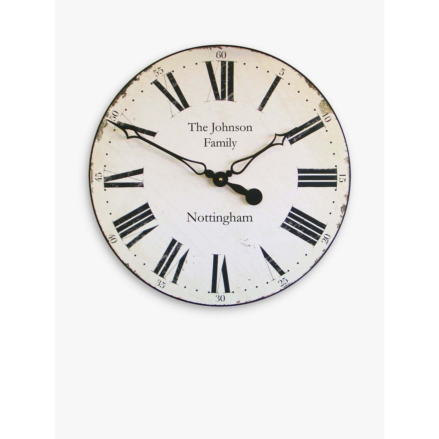 Lascelles Personalised Smiths Roman Numeral Wall Clock, 50cm, Antique White - image 1