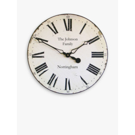 Lascelles Personalised Smiths Roman Numeral Wall Clock, 50cm, Antique White