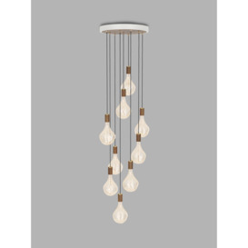 Tala Walnut Nine Pendant Cluster Ceiling Light with Voronoi II 3W ES LED Dimmable Tinted Bulbs, White - thumbnail 1