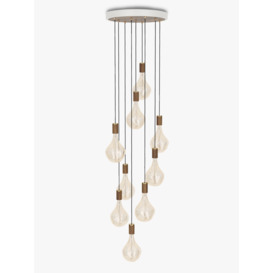 Tala Walnut Nine Pendant Cluster Ceiling Light with Voronoi II 3W ES LED Dimmable Tinted Bulbs, White - thumbnail 2
