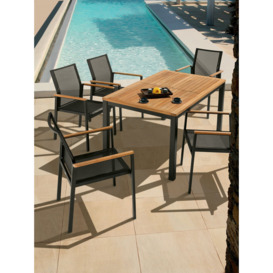 Barlow Tyrie Aura 6-Seater Teak Wood Garden Dining Table & Chairs Set, Charcoal/Natural - thumbnail 2