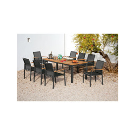 Barlow Tyrie Aura 8-Seater Teak Wood Garden Dining Table & Chairs Set, Charcoal/Natural - thumbnail 2