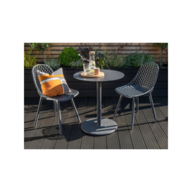 KETTLER Café Milano 2-Seater Garden Bistro Table & Chairs Set, Grey - thumbnail 2