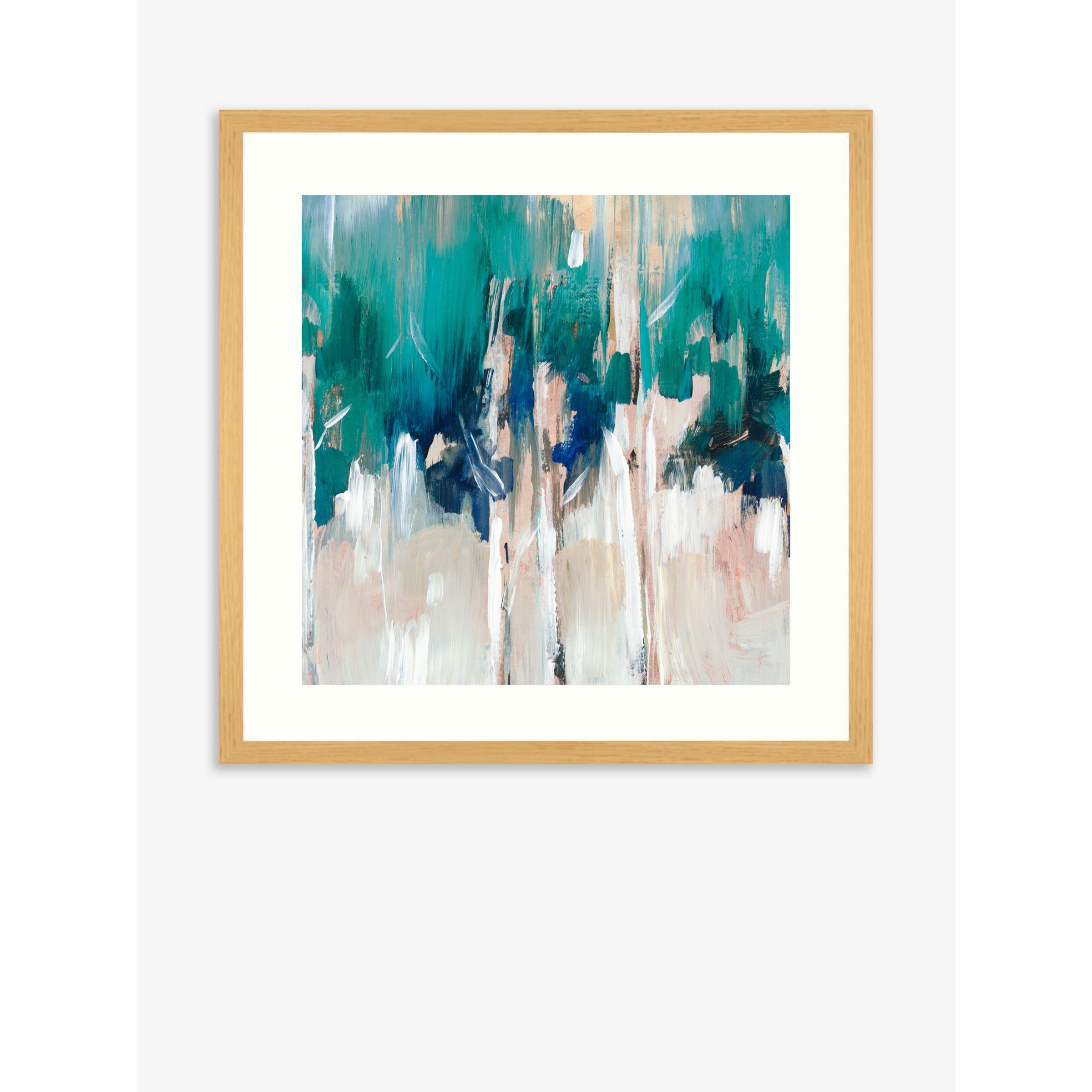 Lera - 'Teal Trees 1' Framed Print & Mount, 61.5 x 61.5cm, Teal