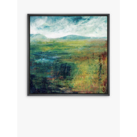Lesley Birch - 'Hill & Water' Wood Framed Canvas Print, 94 x 94cm, Green/Blue
