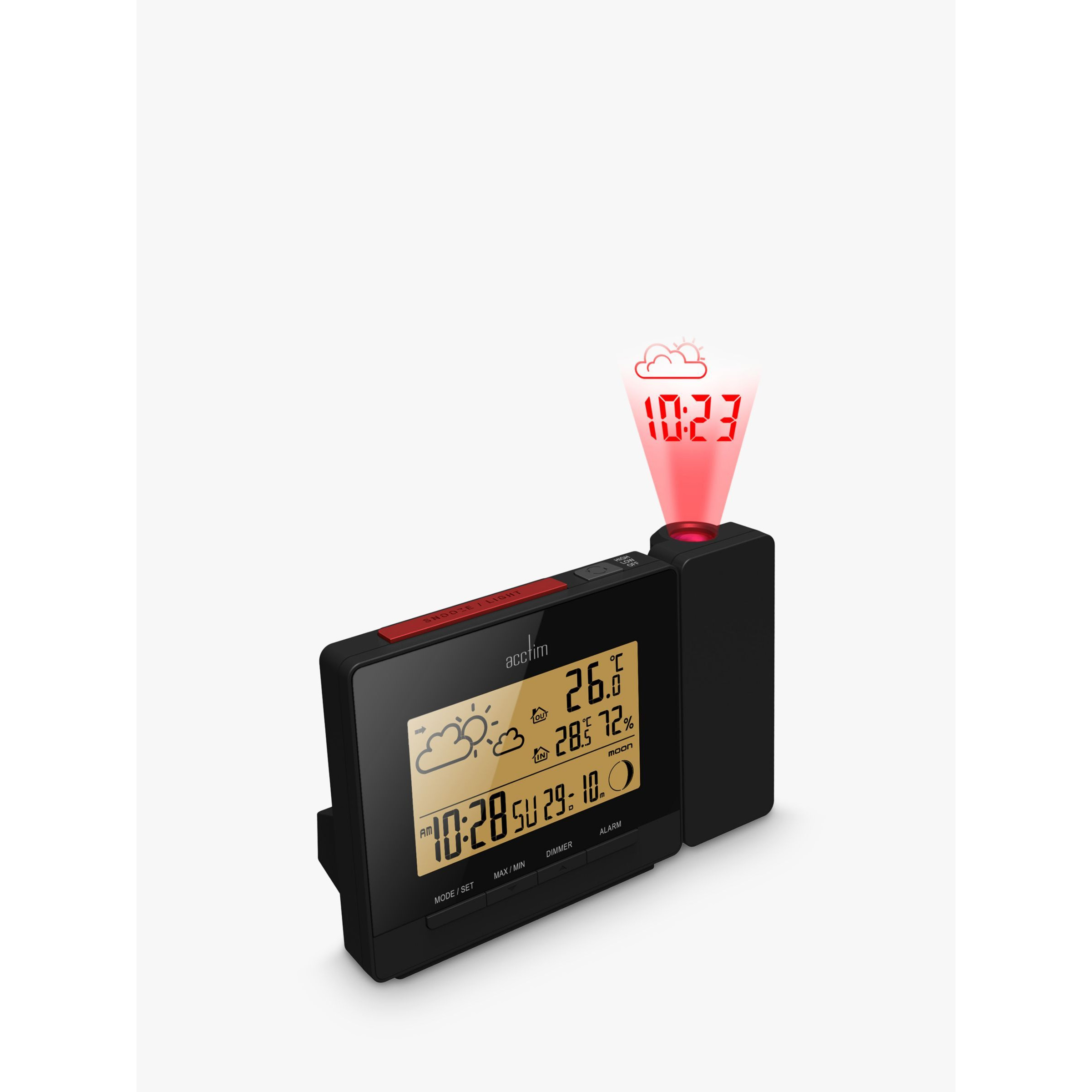 Acctim Neige Weather Station Digital Alarm Clock, Black - image 1