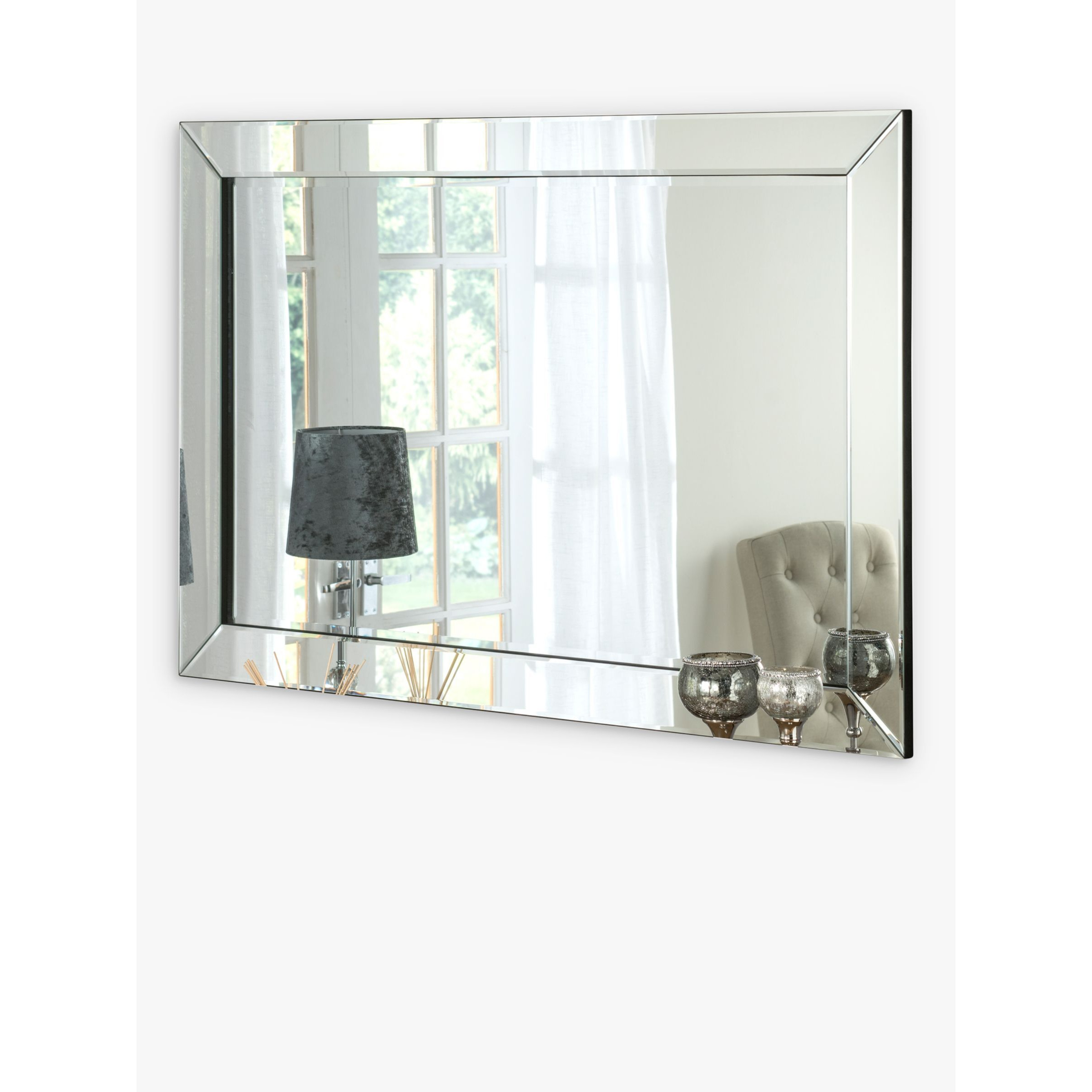 Yearn Bevelled Mitre Glass Rectangular Frame Wall Mirror, Clear/Black - image 1