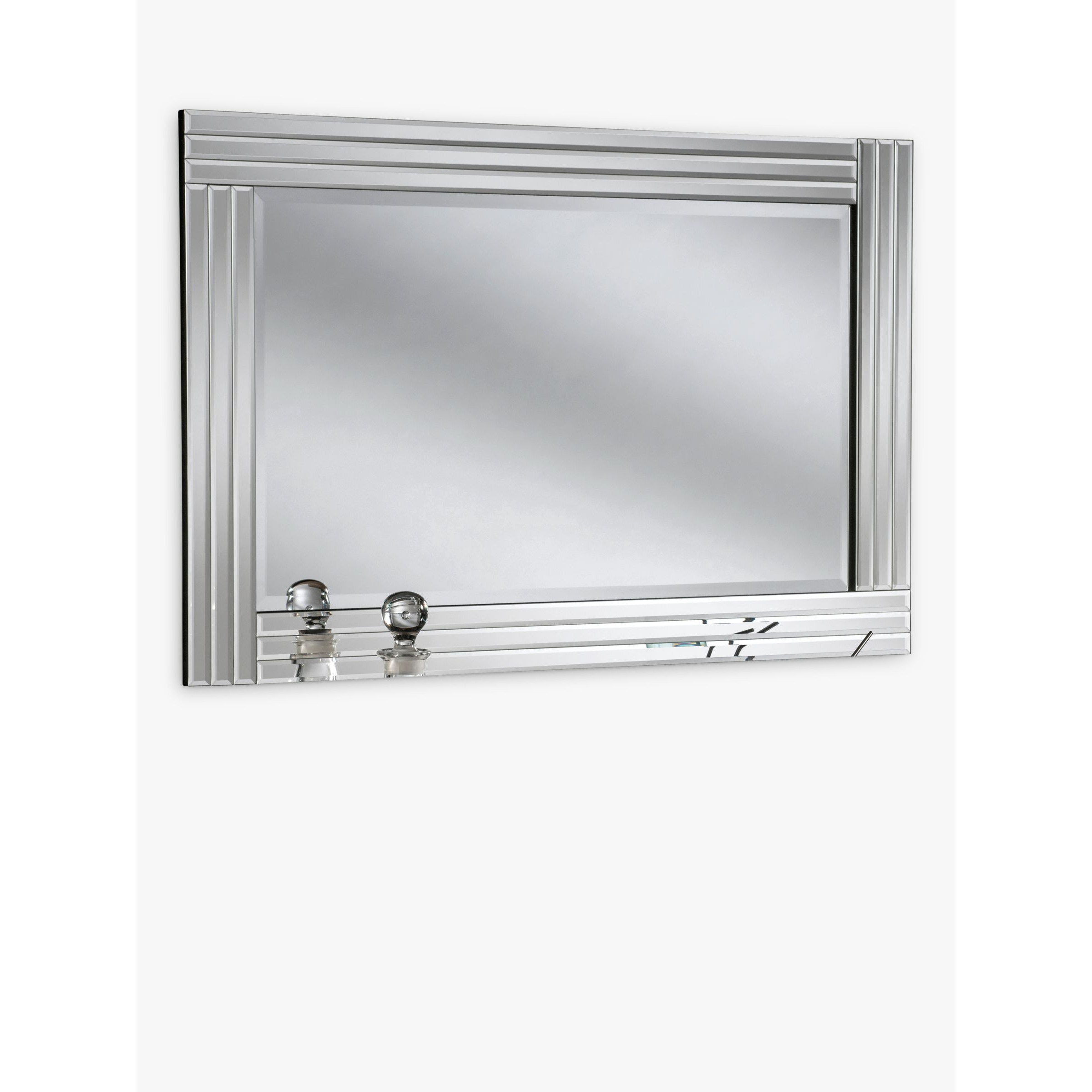 Yearn Bevelled Glass Rows Rectangular Frame Wall Mirror, Clear/Black - image 1