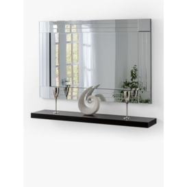 Yearn Bevelled Glass Square Corner Rows Rectangular Frame Wall Mirror, Clear/Black - thumbnail 2