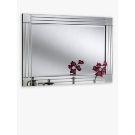 Yearn Bevelled Glass Square Corner Rows Rectangular Frame Wall Mirror, Clear/Black - thumbnail 1