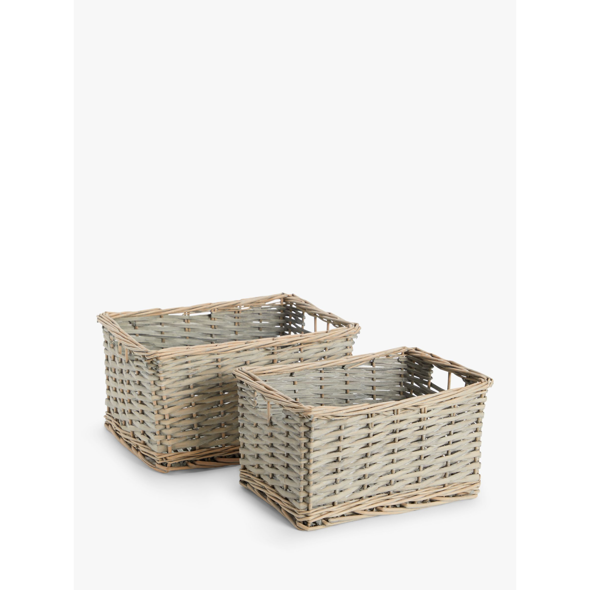 John Lewis ANYDAY Willow Storage Baskets, Set of 2, Natural / Grey - image 1