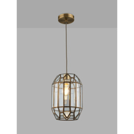 John Lewis Faceted Glass Ceiling Light, Clear/Antique Brass