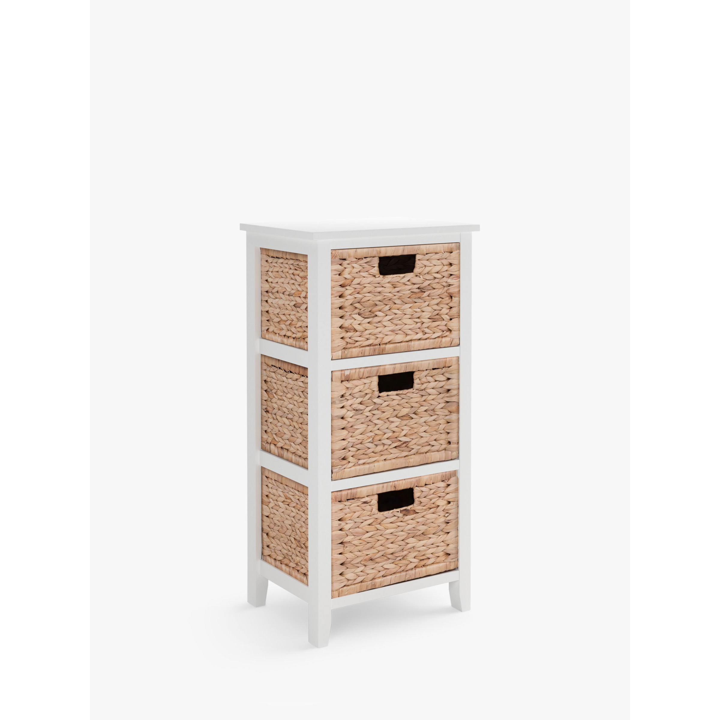 John Lewis Pine and Water Hyacinth 3 Drawer Storage Unit, White / Natural