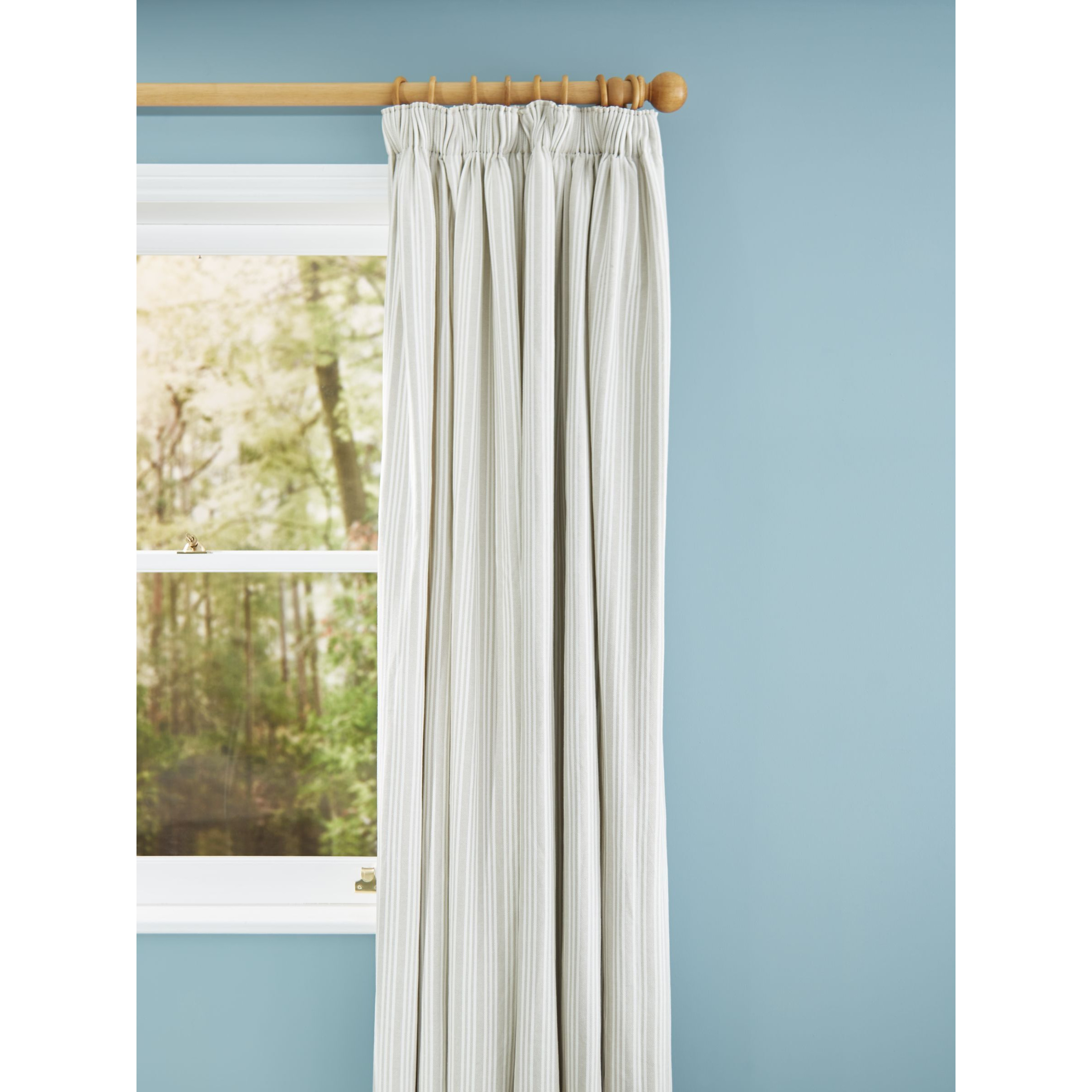 John Lewis Triple Stripe Lined Pencil Pleat Curtains, Putty - image 1
