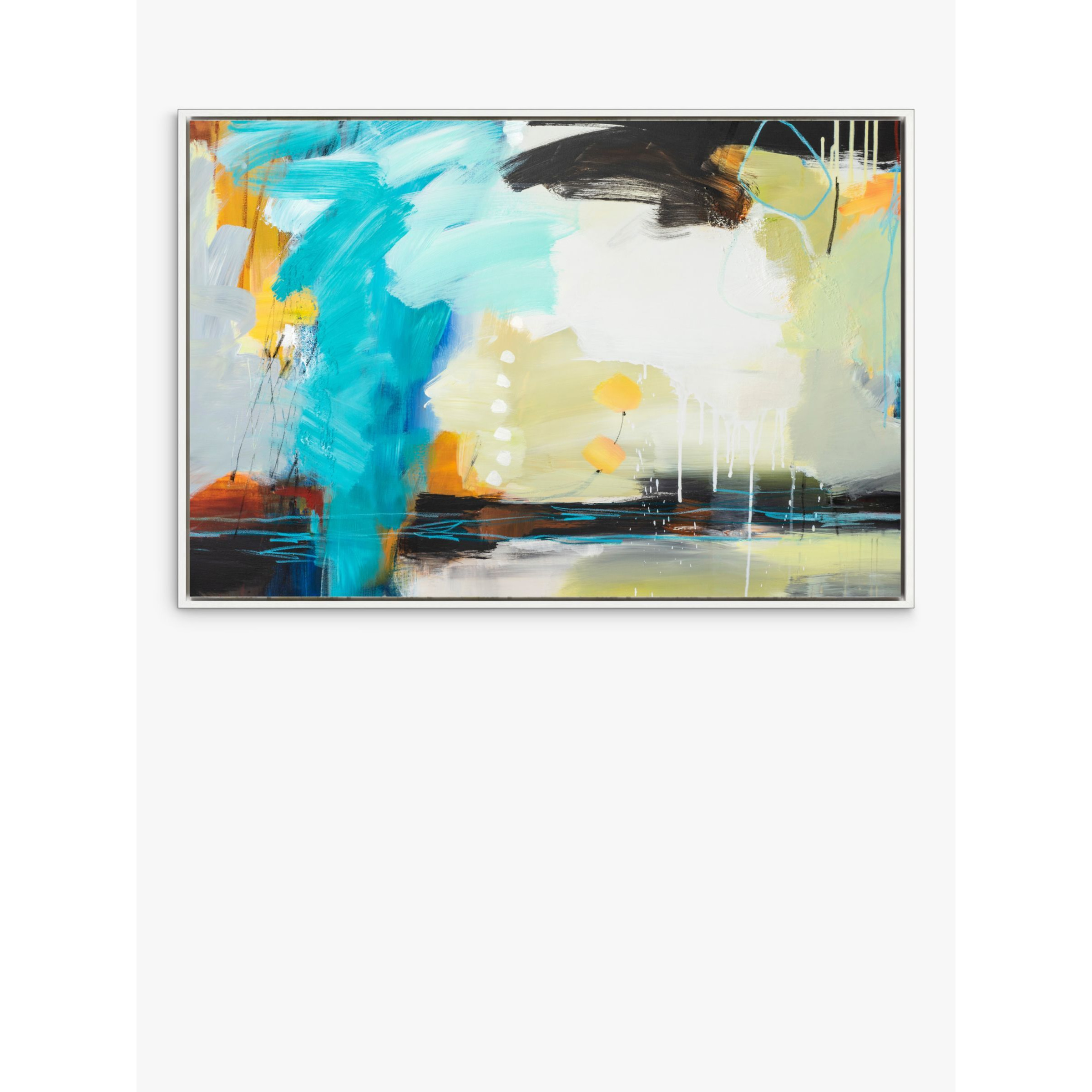 Ira Ivanova - 'Coast' Abstract Framed Canvas Prints, 84 x 124cm, Blue/Multi - image 1