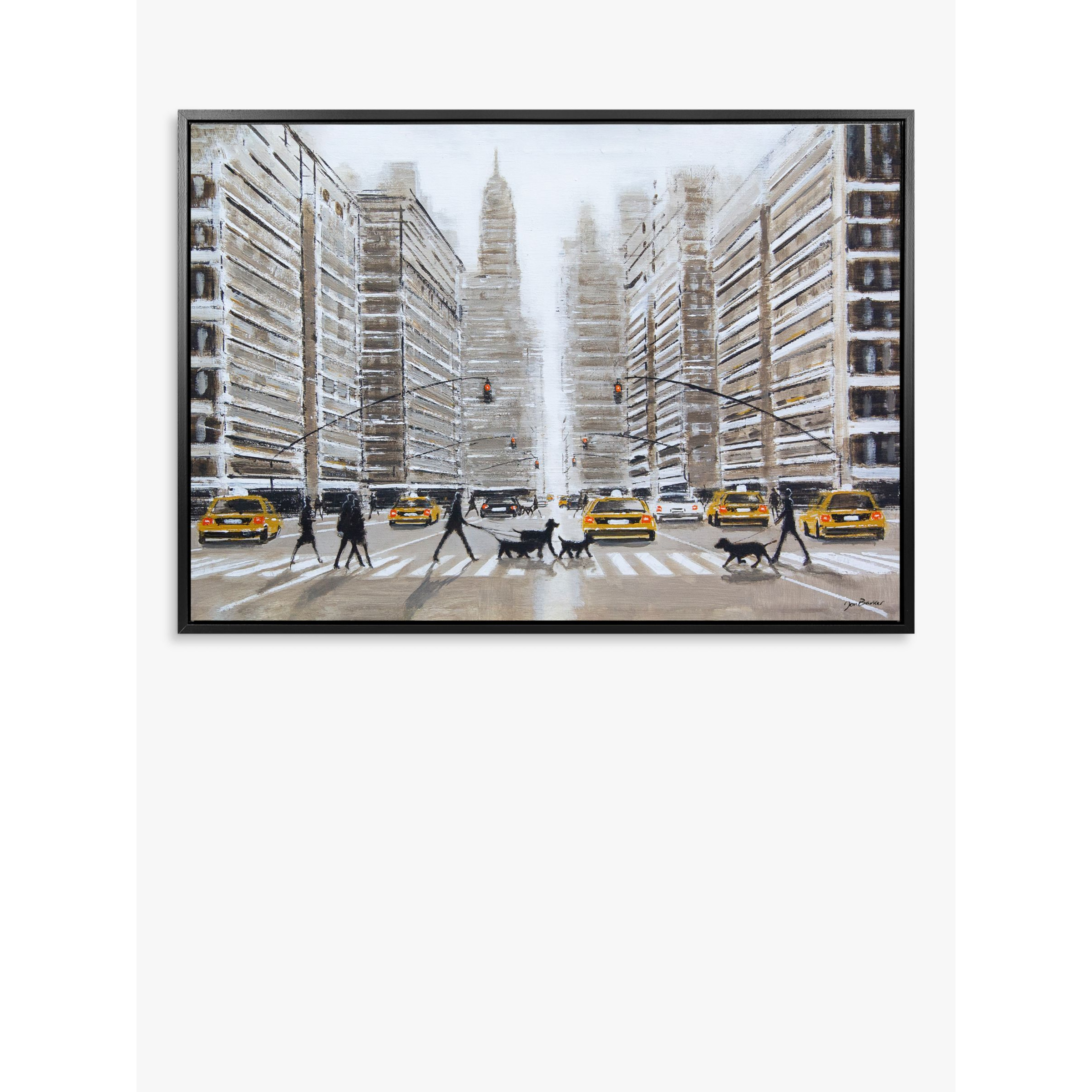 John Lewis Jon Barker 'Dog Walker Day' New York Framed Canvas Print, 70 x 100cm, Grey - image 1