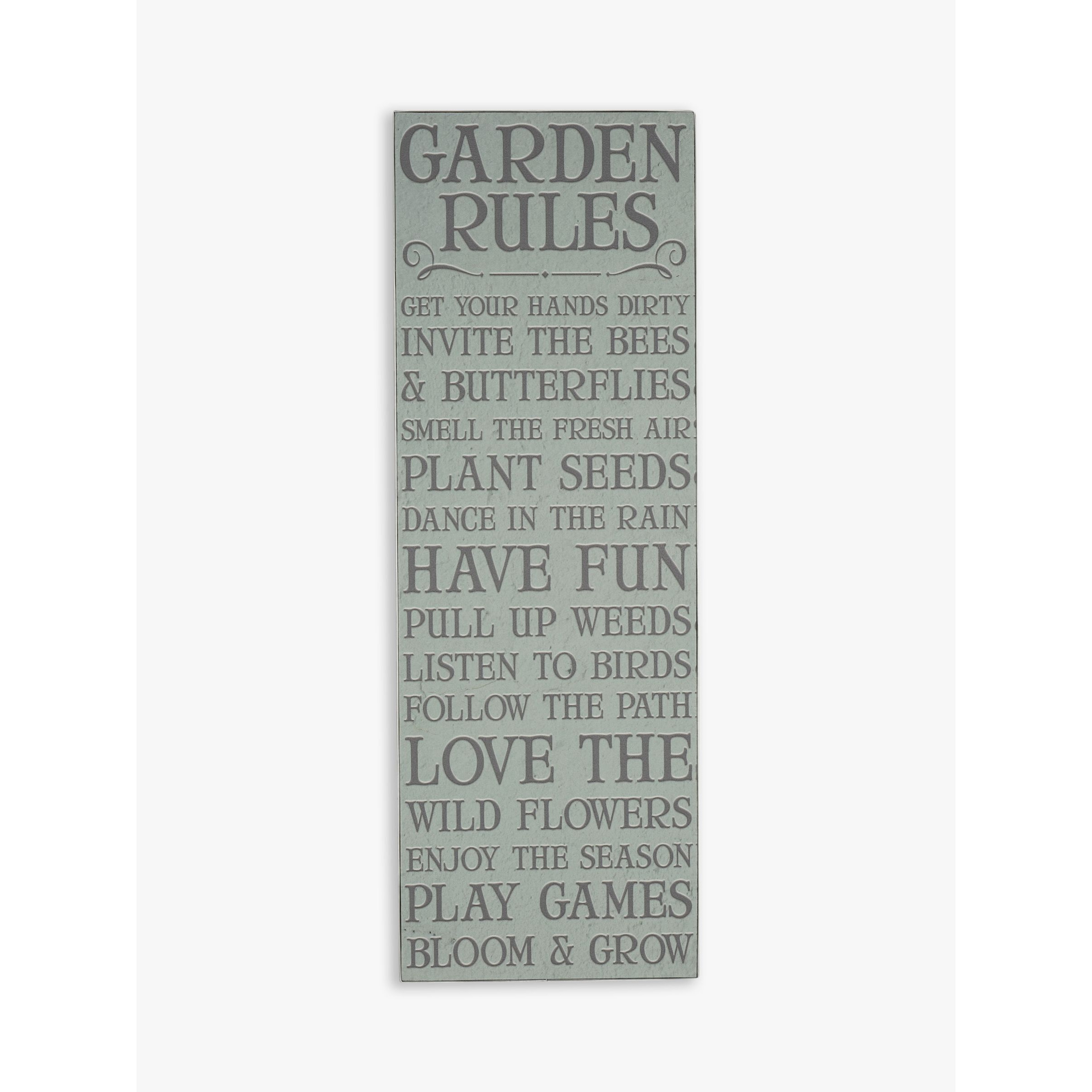 Esme Lintin - 'Garden Rules' Galvanized Steel Panel, 70 x 24cm, Green - image 1