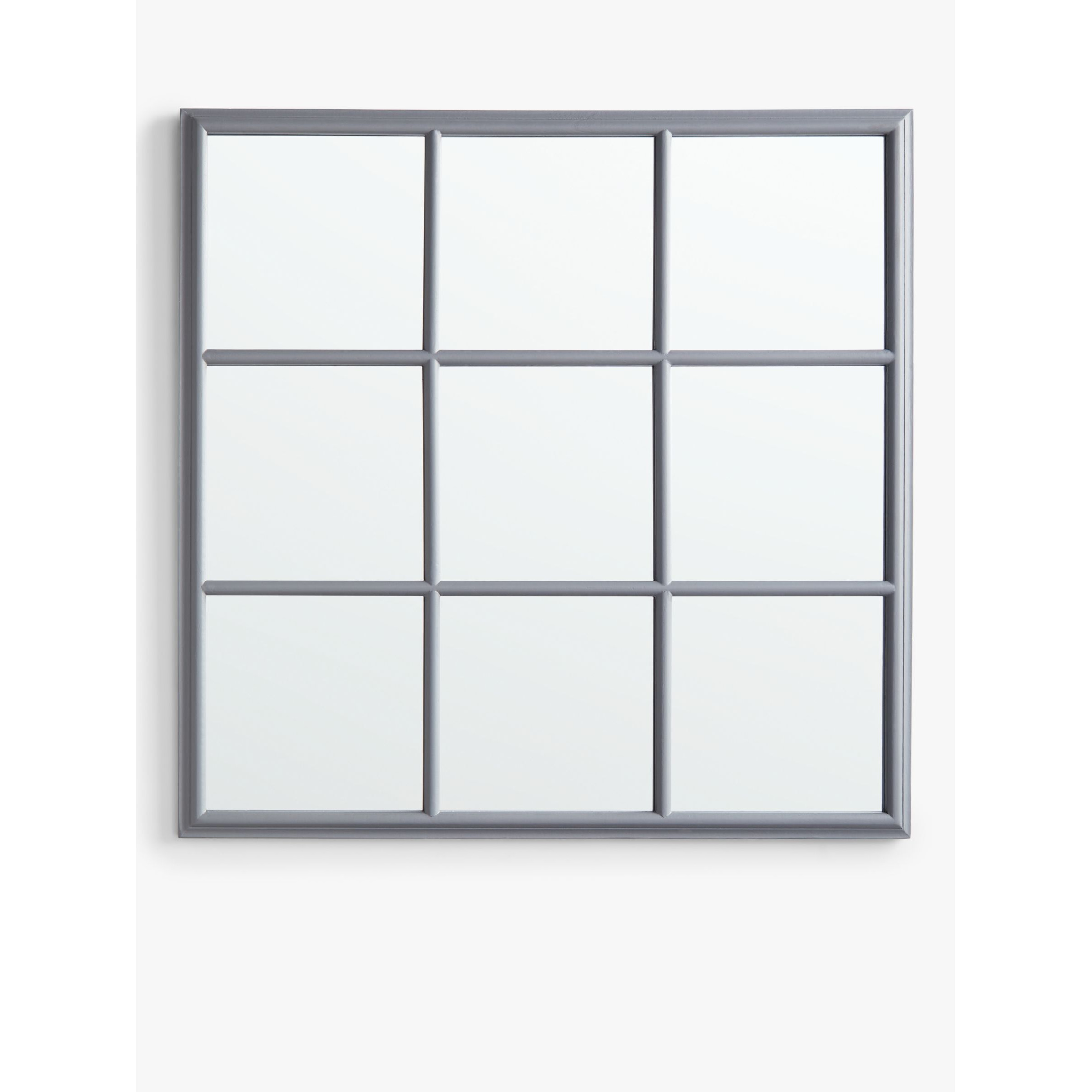 John Lewis ANYDAY Wood Frame Square Window Wall Mirror, 95 x 95cm, Grey - image 1