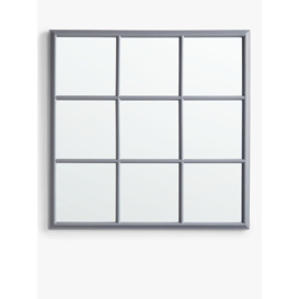 John Lewis ANYDAY Wood Frame Square Window Wall Mirror, 95 x 95cm, Grey - thumbnail 1