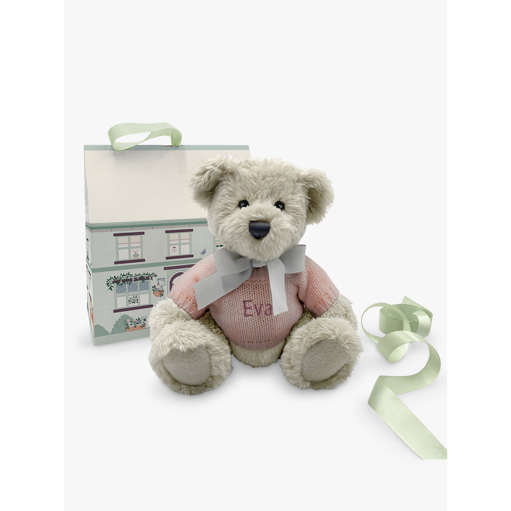 Babyblooms Personalised Berkeley Bear Soft Toy with Bear House Box, Light Pink - image 1
