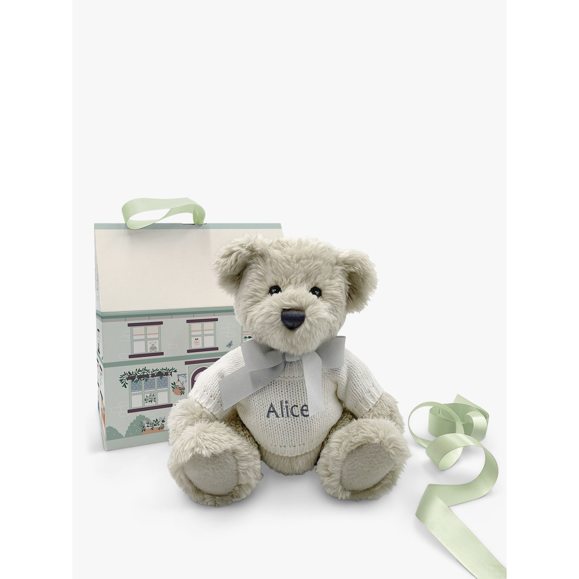Babyblooms Personalised Berkeley Bear Soft Toy with Bear House Box, White - image 1