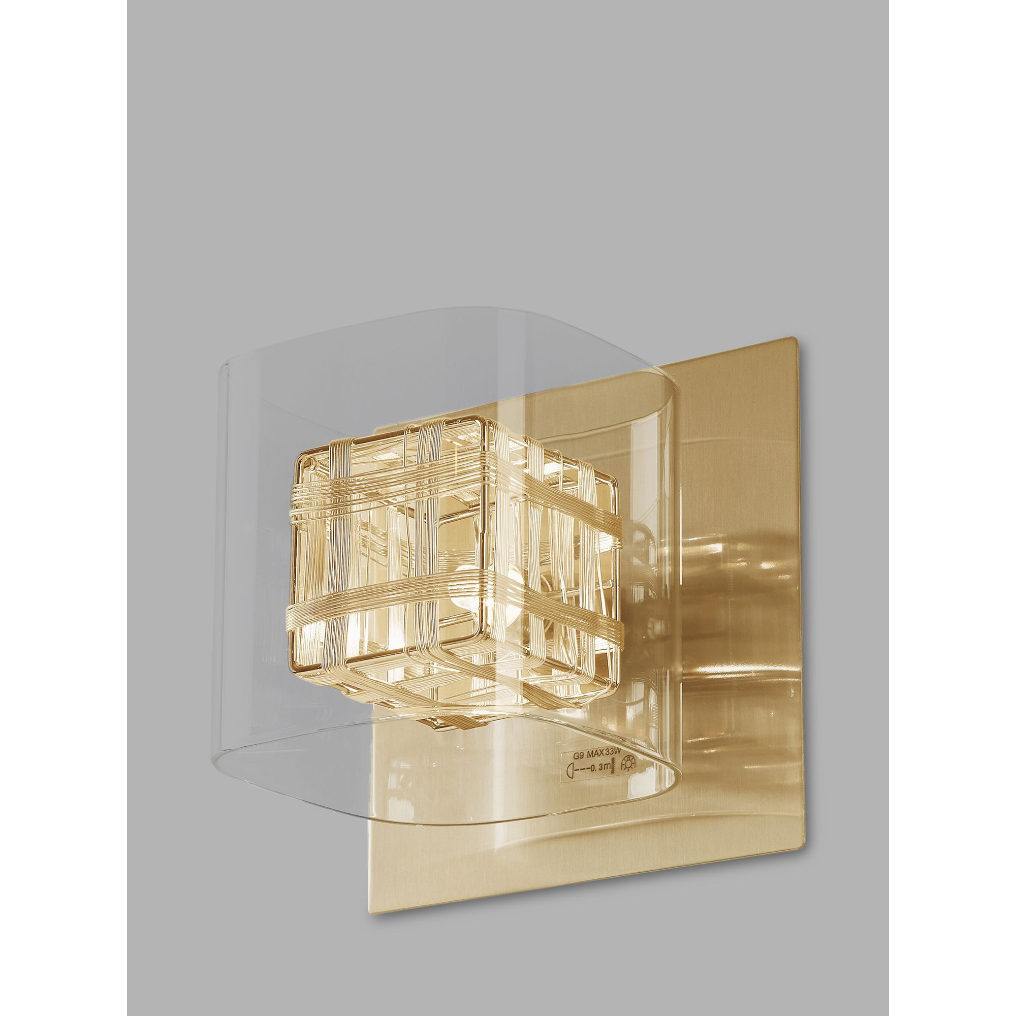 Impex Avignon Glass Cube Wall Light