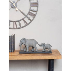 Libra Interiors Mother & Baby Elephant Sculpture, H21cm, Grey - thumbnail 2
