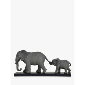 Libra Interiors Mother & Baby Elephant Sculpture, H21cm, Grey - thumbnail 1