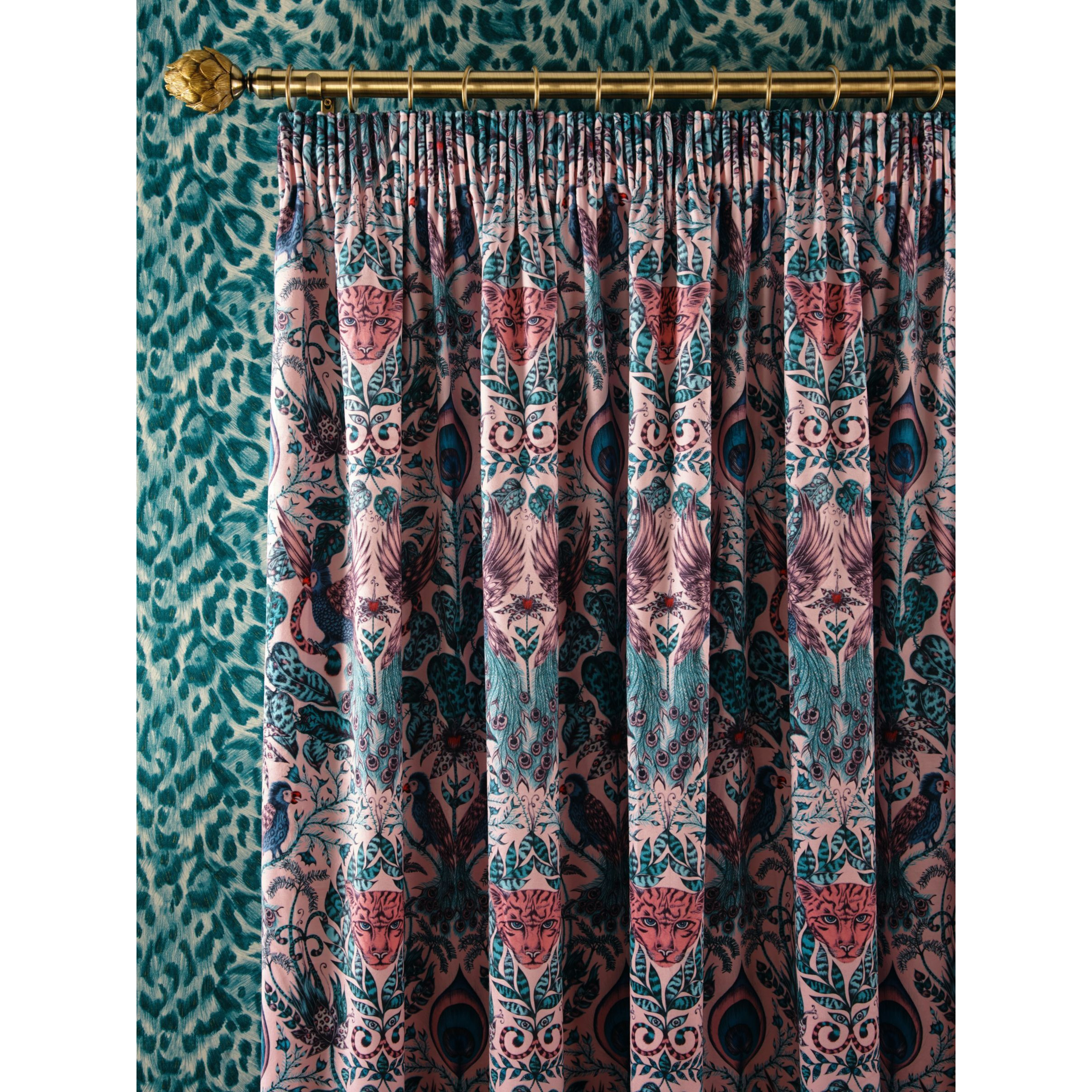 Emma J Shipley Amazon Pair Lined Pencil Pleat Velvet Curtains, Pink - image 1