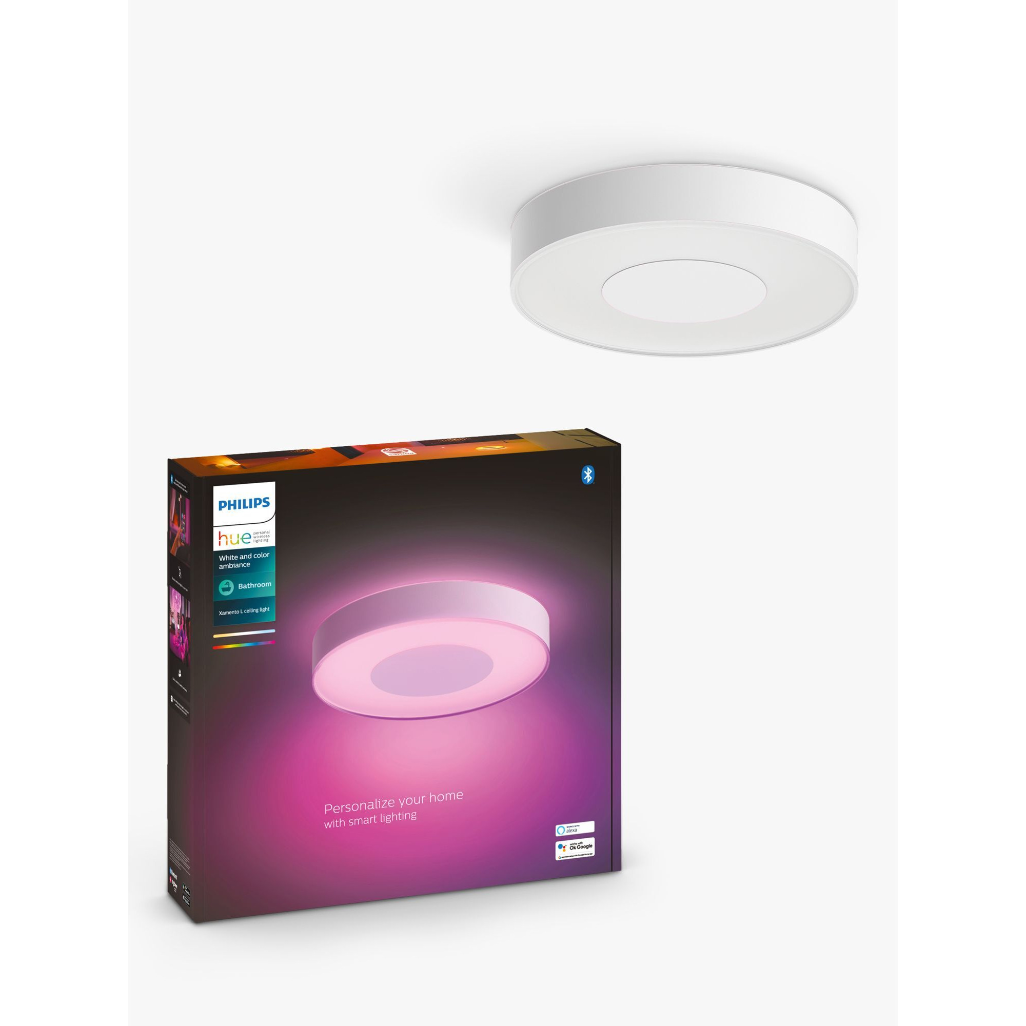 Philips Hue White and Colour Ambiance Xamento LED Smart Bathroom Ceiling Light, Large, White - image 1