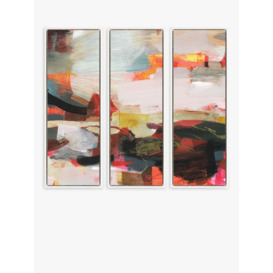 Alice Sheridan - 'Contemporary Sequence' Abstract Framed Canvas, Set of 3, 94 x 34cm, Pink/Multi