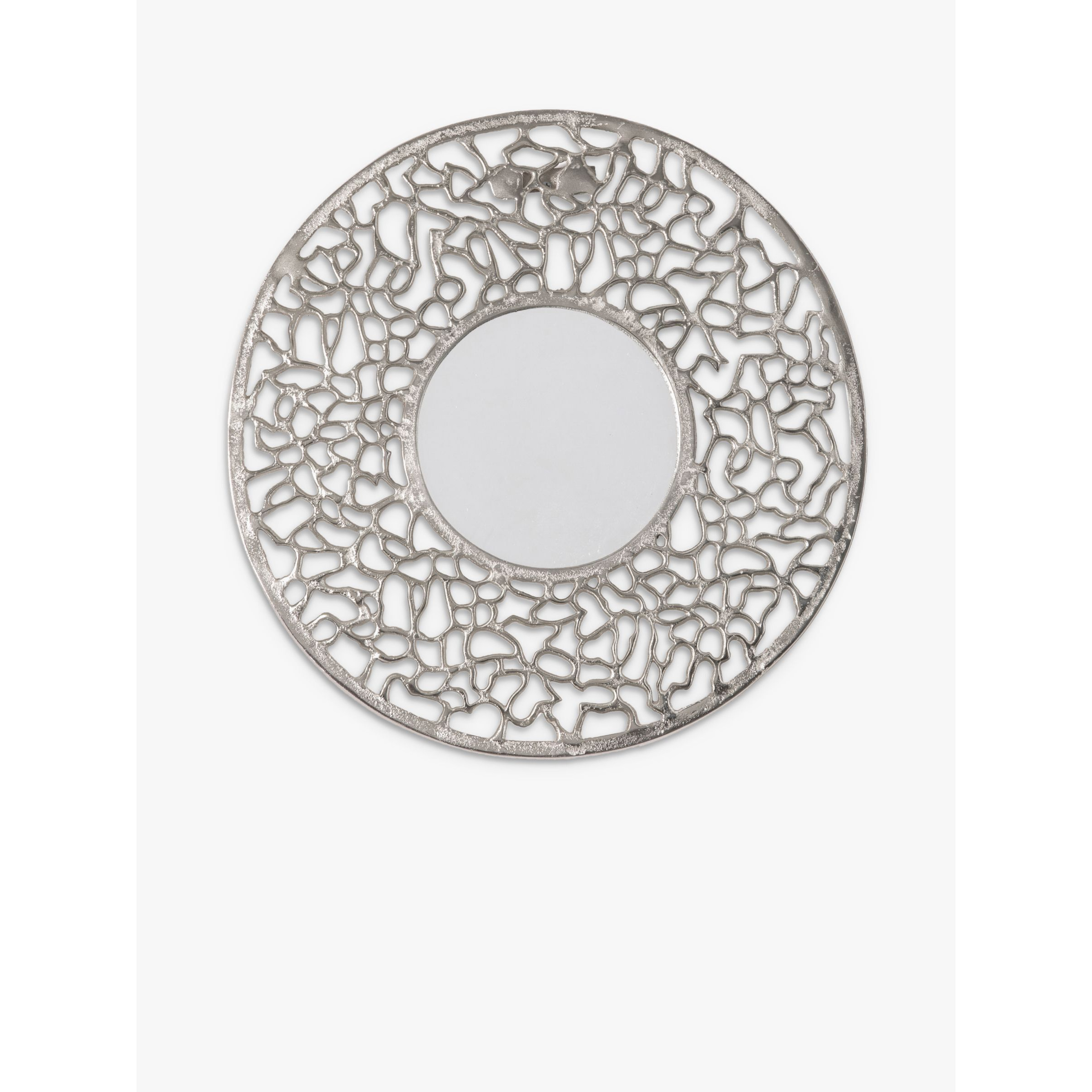 Verdant Round Cut-Out Metal Frame Wall Mirror, 52cm, Silver - image 1