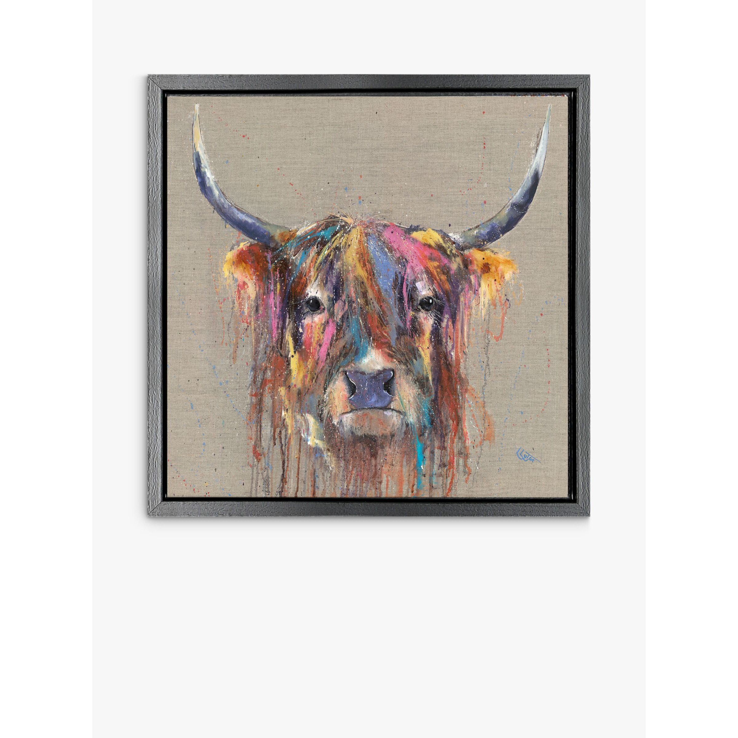 Louise Luton - Dottie Highland Cow Framed Print, 34 x 34cm, Natural/Multi