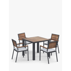 John Lewis Platform 4-Seat Wood-Effect Garden Dining Table & Chairs Set, Black/Natural