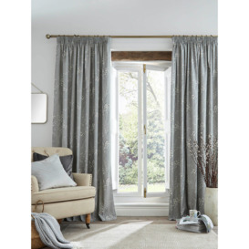 Laura Ashley Pussy Willow Pair Lined Pencil Pleat Curtains, Steel - thumbnail 1