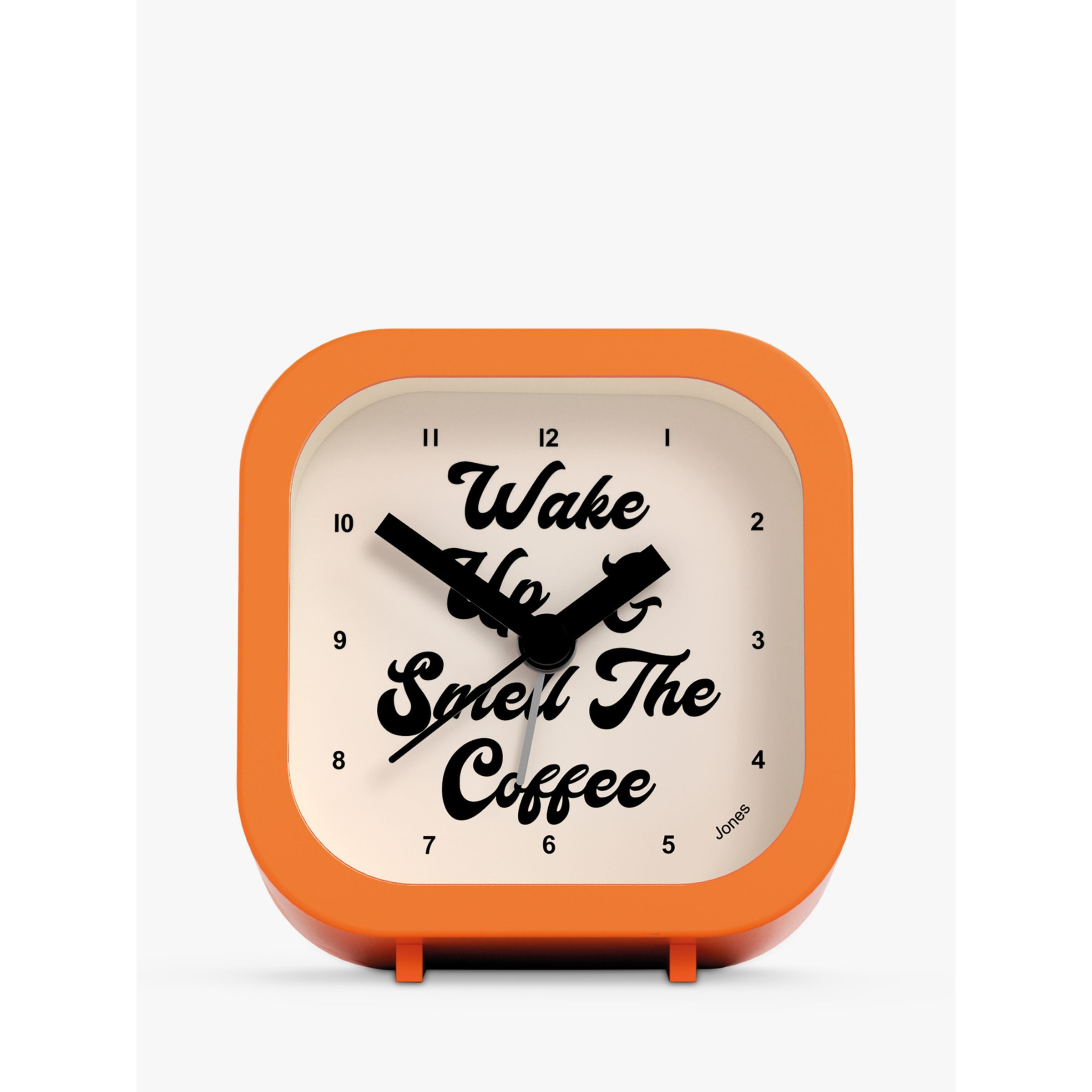 Jones Clocks Bob 'Wake Up & Smell The Coffee' Analogue Alarm Clock, Orange - image 1