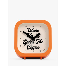 Jones Clocks Bob 'Wake Up & Smell The Coffee' Analogue Alarm Clock, Orange - thumbnail 1