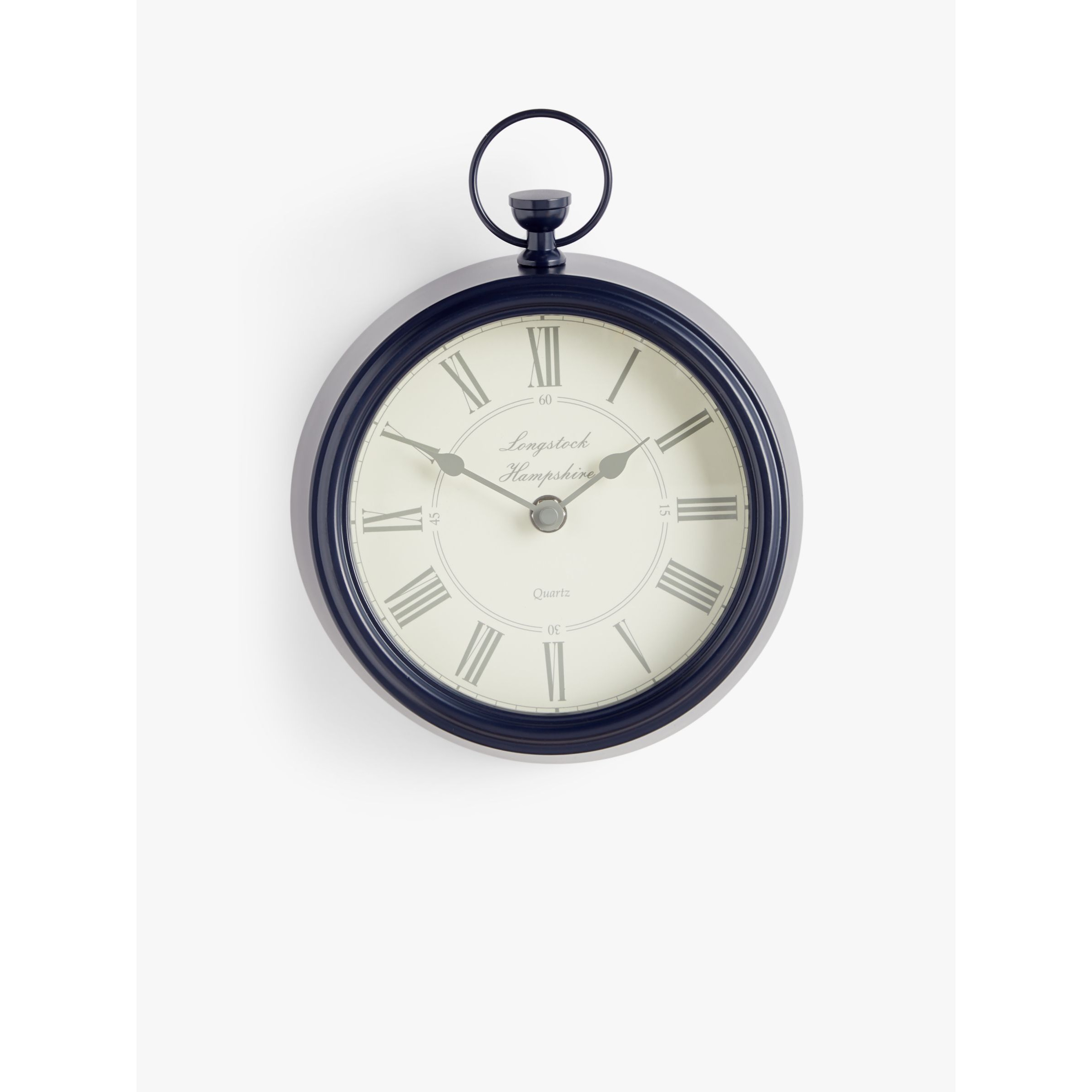 John Lewis ANYDAY Longstock Roman Numeral Quartz Fob Wall Clock, Navy - image 1