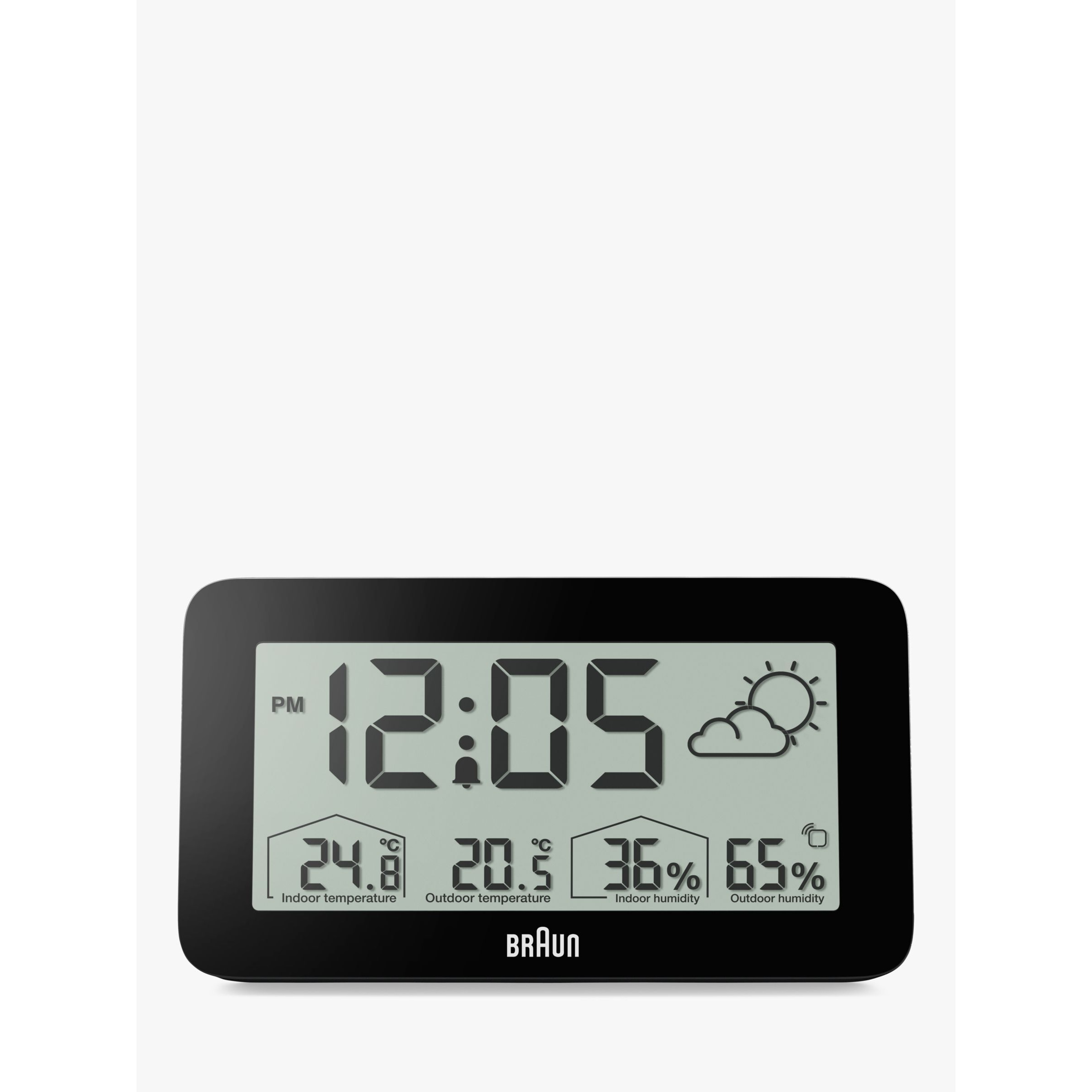 Braun BC13 LCD Digital Weather Station Alarm Clock, Black