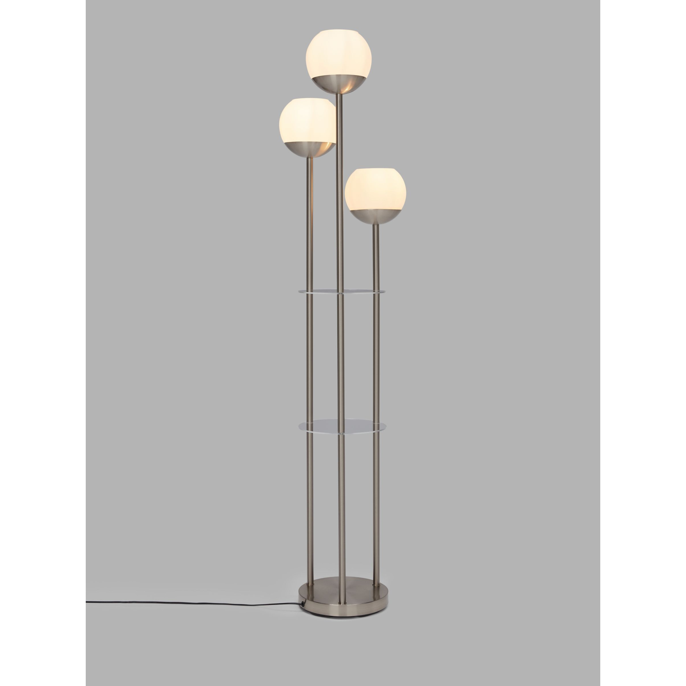 John Lewis Globe Trio Floor Lamp, Brushed Steel - image 1