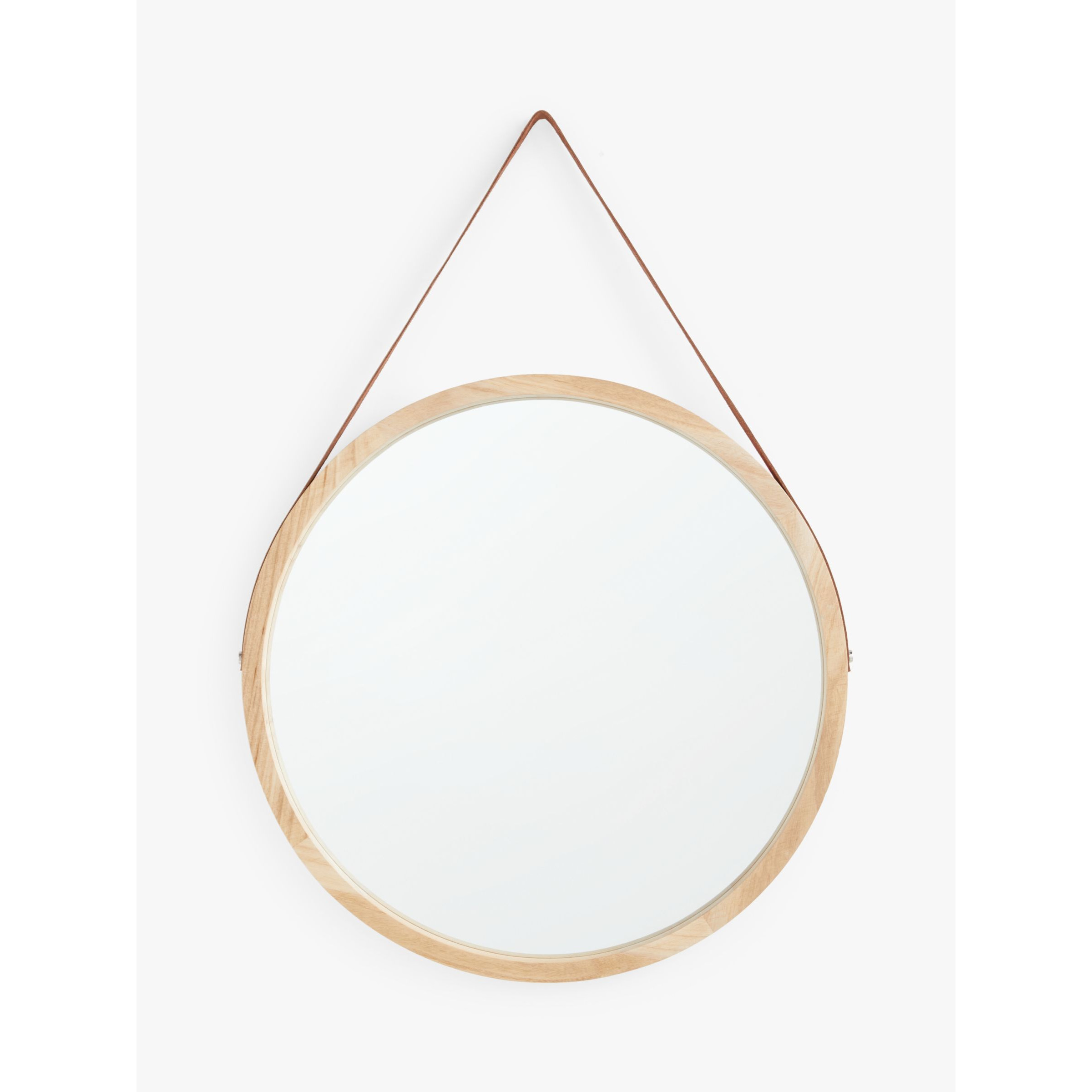 John Lewis ANYDAY Wood Frame Round Hanging Wall Mirror, 55cm, Natural - image 1