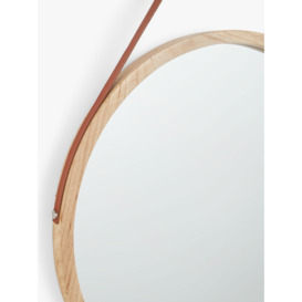 John Lewis ANYDAY Wood Frame Round Hanging Wall Mirror, 55cm, Natural - thumbnail 2
