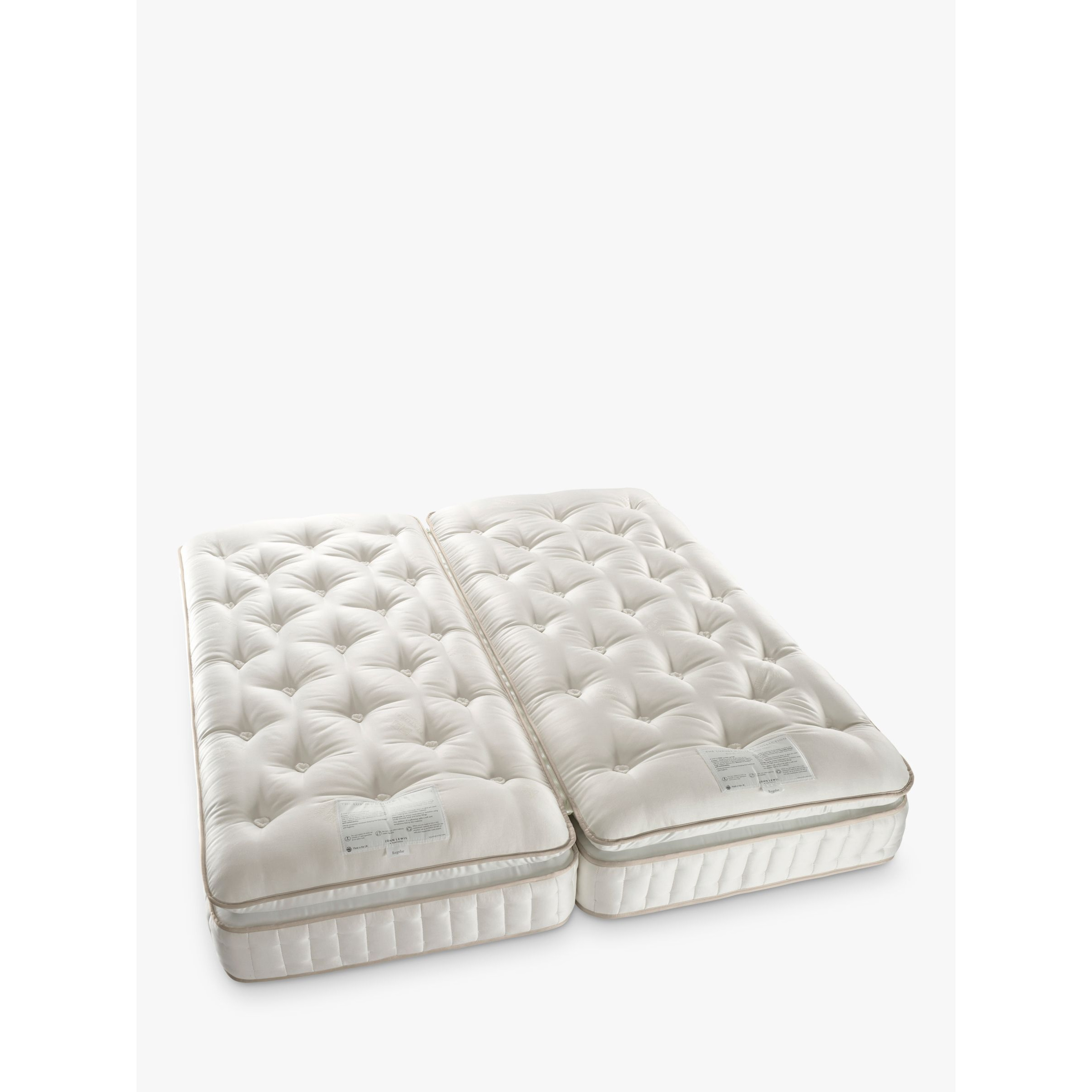 John Lewis Luxury Natural Collection British Wool Pillowtop 11000, King Size, Firmer Tension Pocket Spring Zip Link Mattress