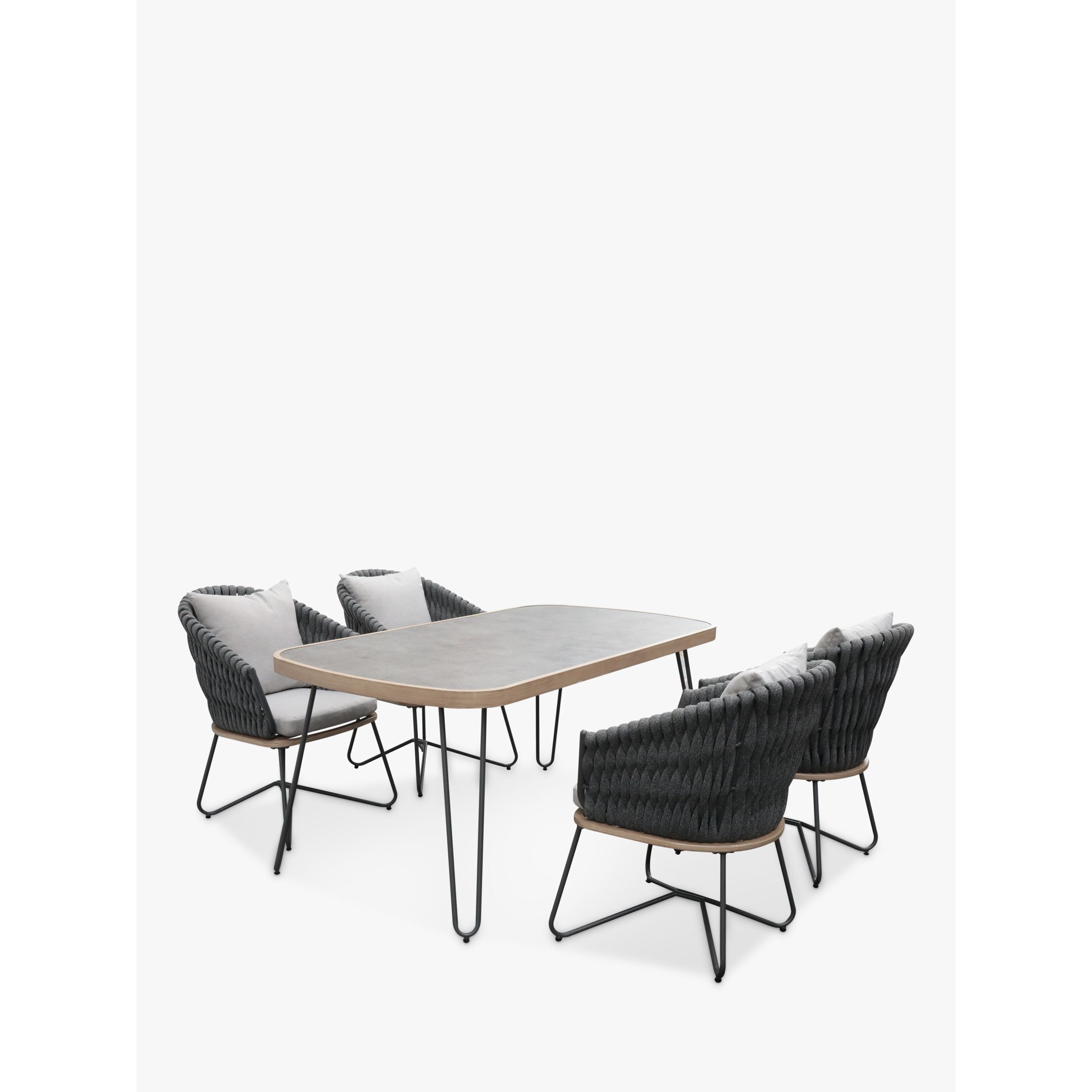 KETTLER Aruba 4-Seater Garden Dining Table & Chairs Set, Grey