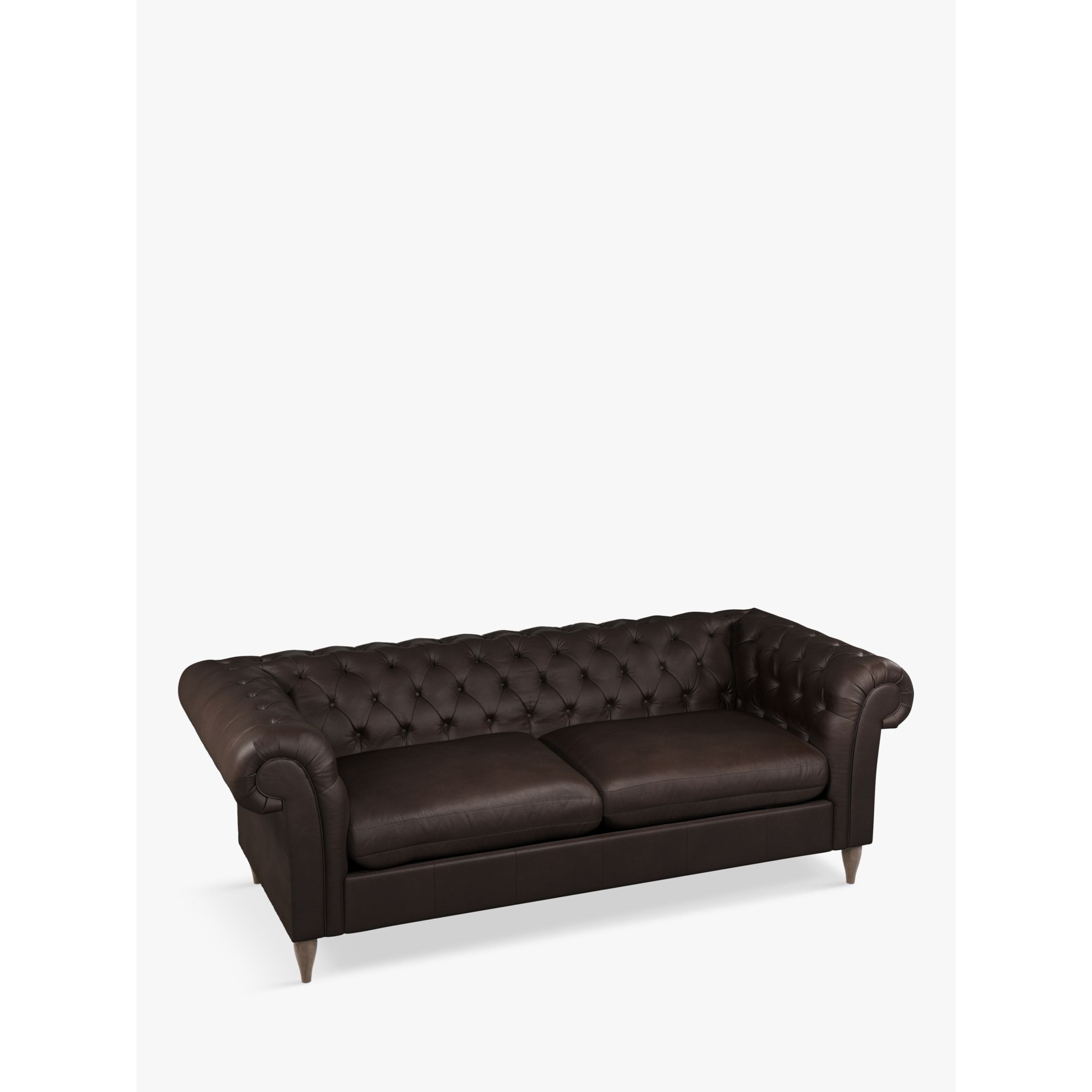 John Lewis Cromwell Chesterfield Double Leather Sofa Bed, Dark Leg - image 1