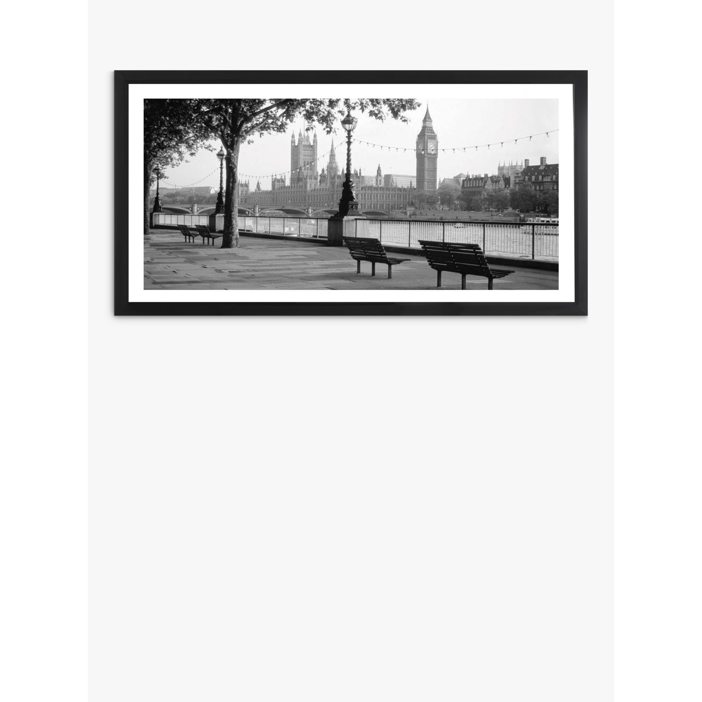 London Framed Print & Mount, 51 x 101cm, Black/White - image 1
