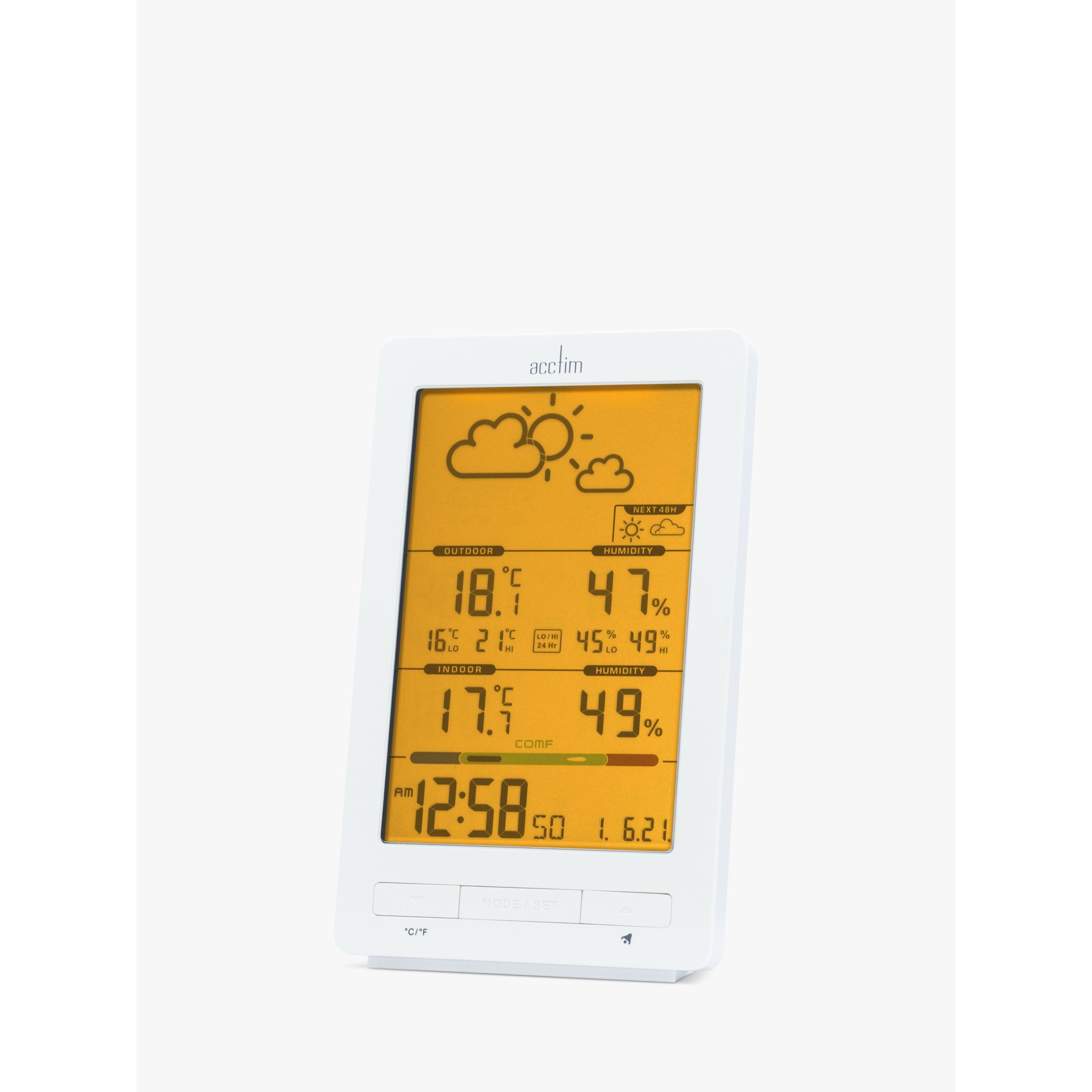 Acctim Skyler Weather Station Digital Alarm Clock, White