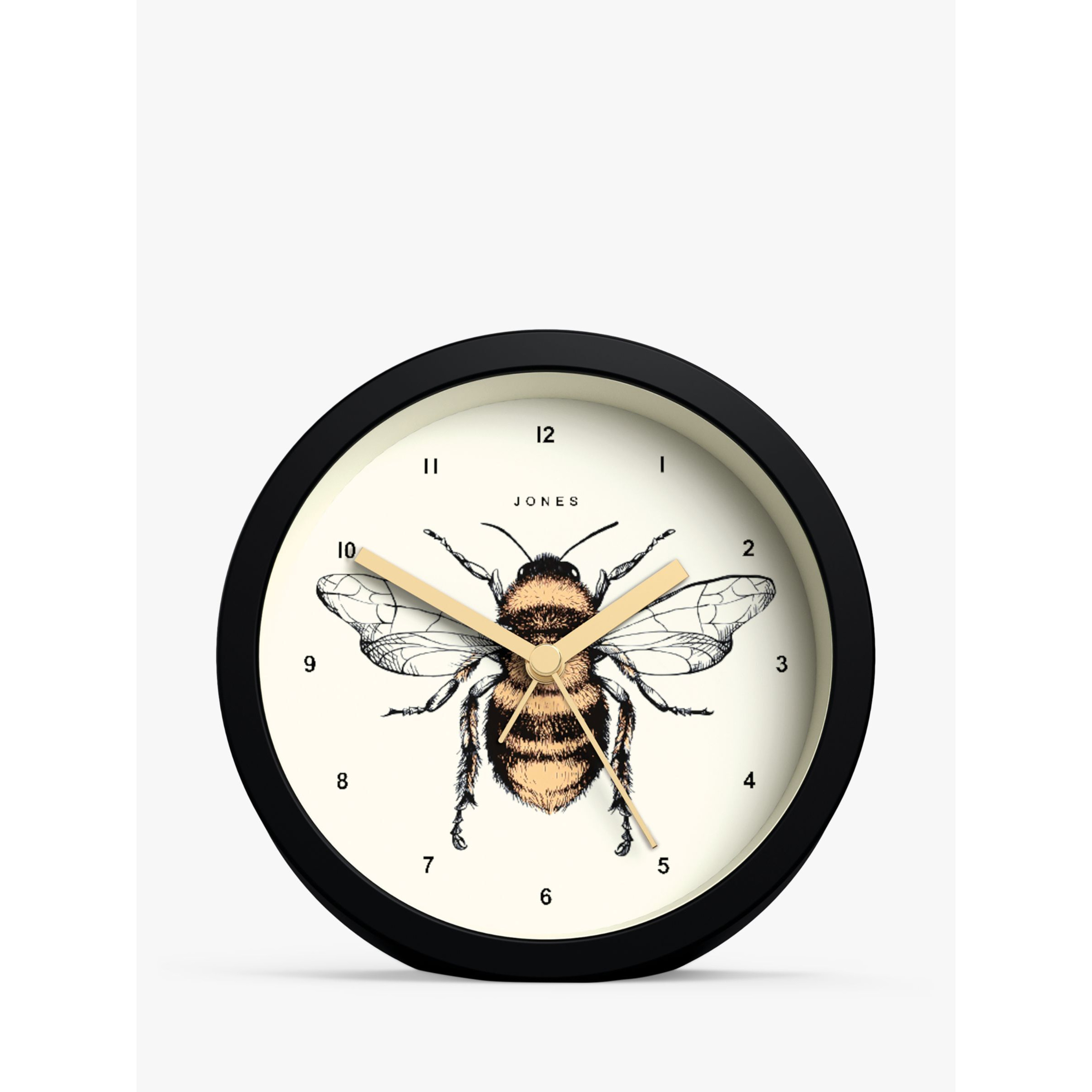 Jones Clocks Bee Analogue Alarm Clock, Black - image 1