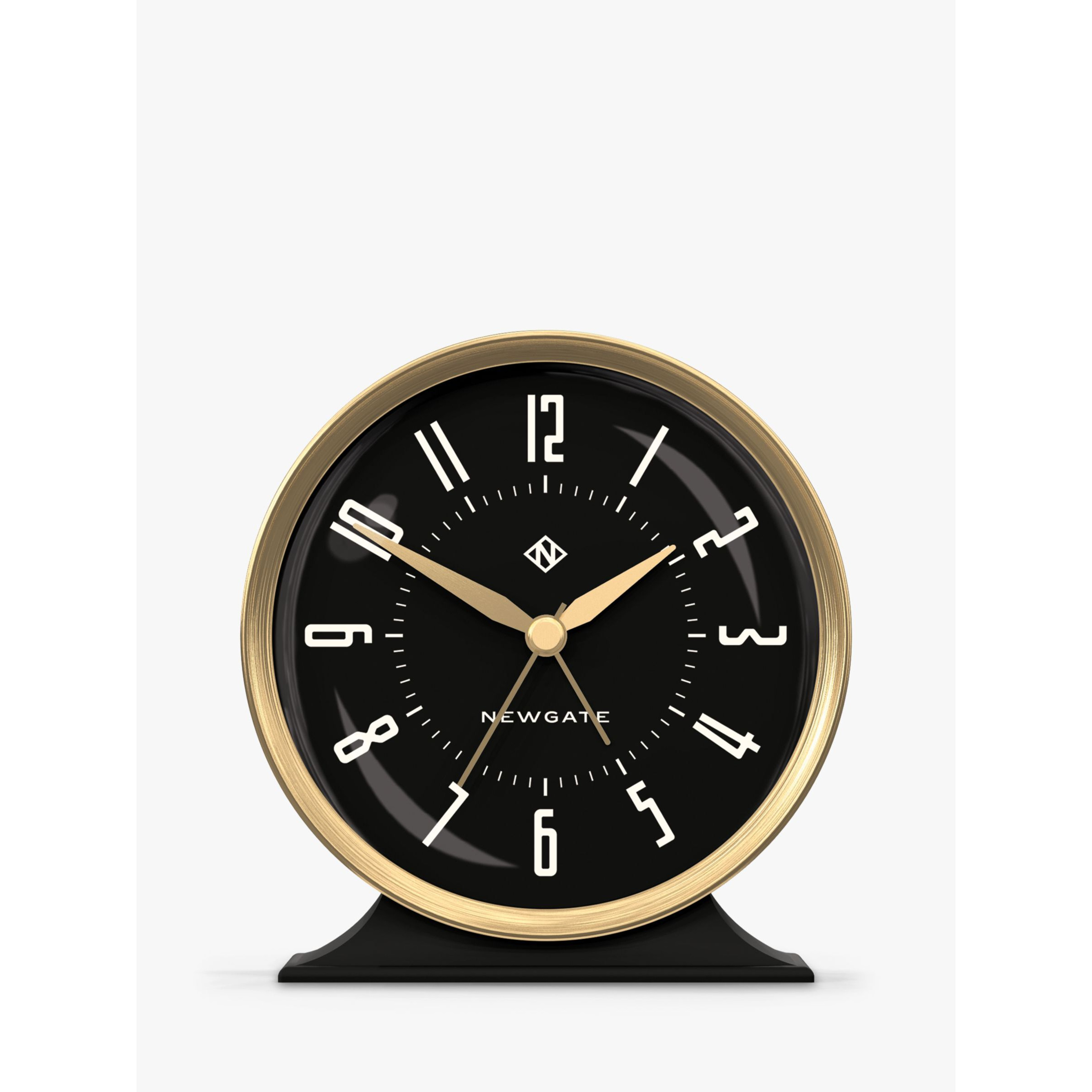 Newgate Clocks Hotel Silent Sweep Alarm Clock, Black/Brass - image 1