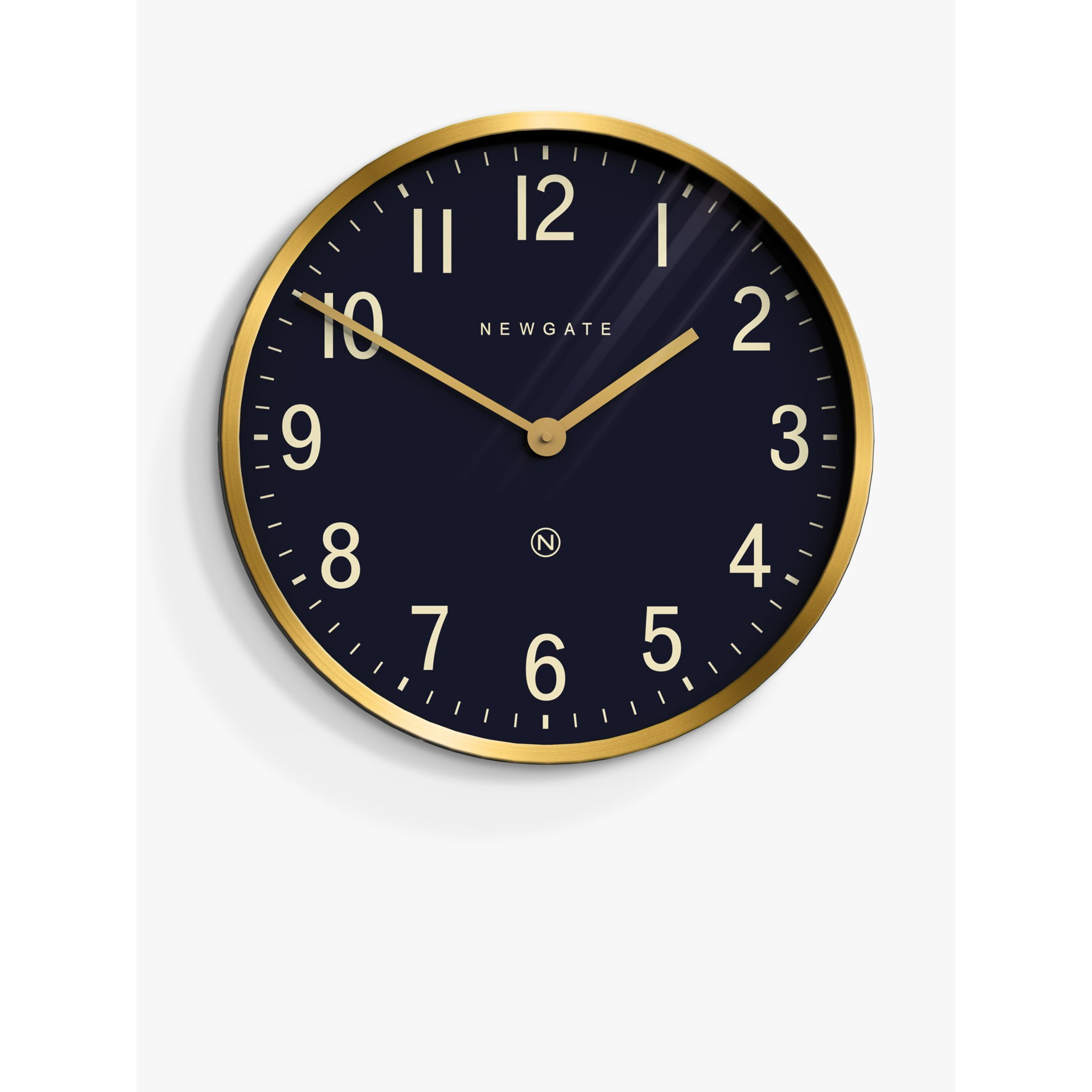 Newgate Clocks Mr Edwards Analogue Wall Clock, 44.5cm, Petrol Blue/Brass - image 1